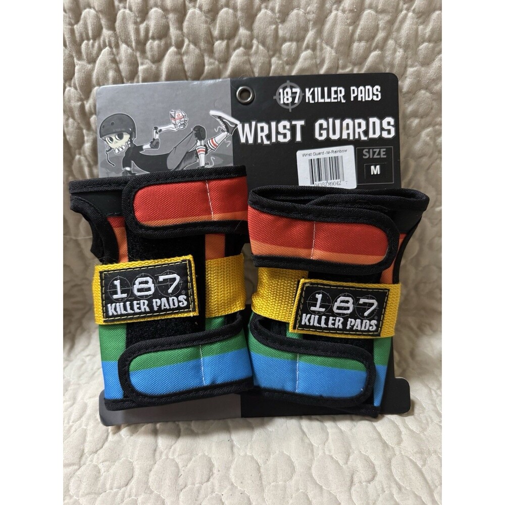 187 Killer Pads Wrist Guards Medium Rainbow Skateboard Roller Derby BMX New